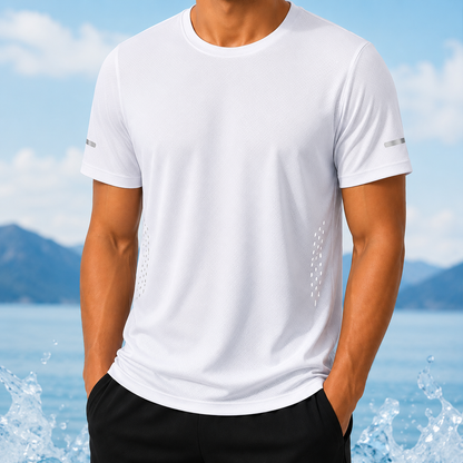 Mens Quick Dry Hiking T-Shirt Breathable Summer Sports Tee Polyester Gym
