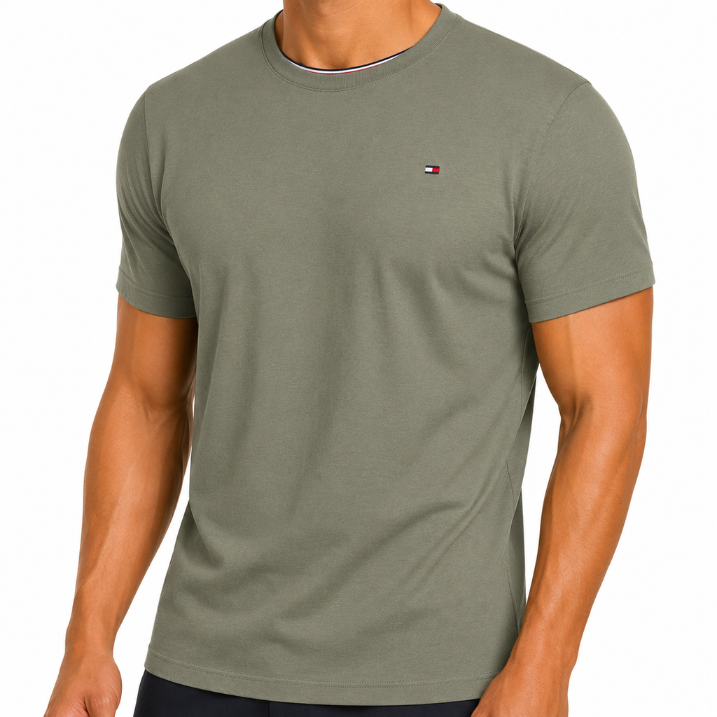 Tommy Hilfiger Mens Embroidered Logo Cotton Crew Neck T-Shirt S-2XL - QHA UK