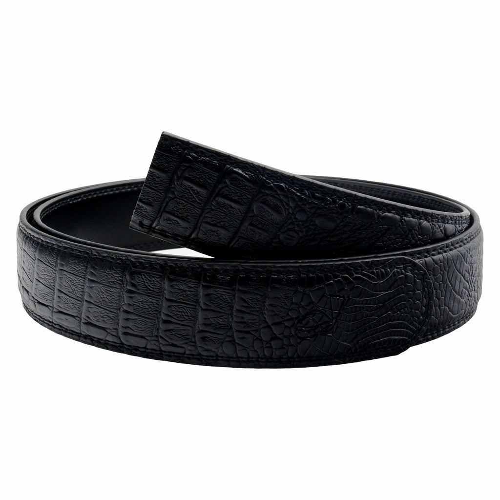 QHA Unisex Alligator Style Automatic Ratchet Belt Strap no Buckle Q05
