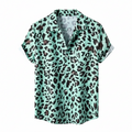 Men's 3D Leopard Print Short Sleeve Casual Summer Beach Shirt Polyester S-2XL UK