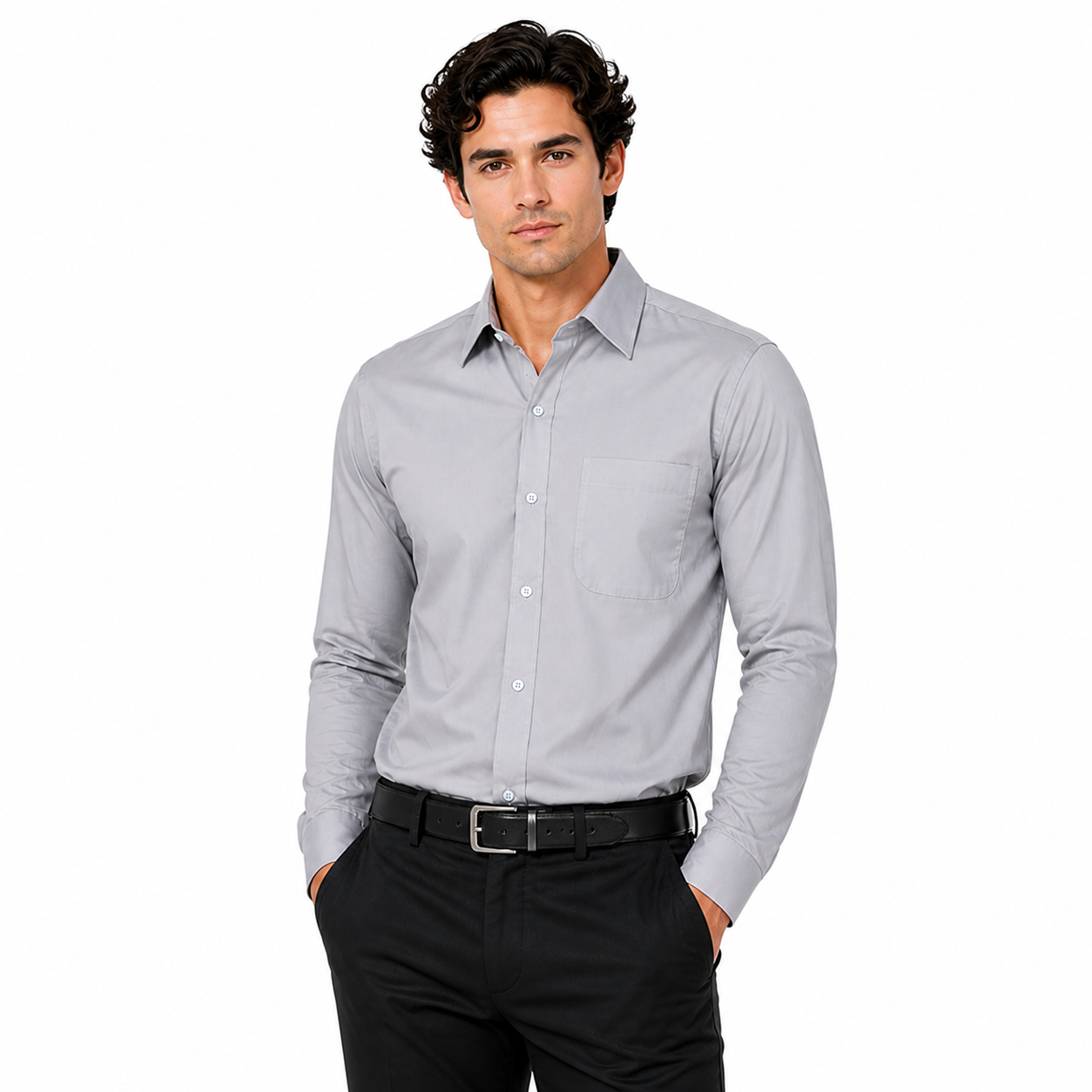 Kustom Kit Mens Poplin Shirt Long Sleeve Formal Work Office Classic Fit - QHA UK