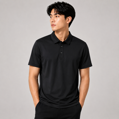 Mens Seamless Knit Polo Shirt Short Sleeve Lapel Smart Casual Top UK S-4XL