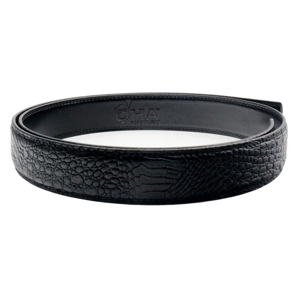 QHA Unisex Alligator Style Automatic Ratchet Belt Strap no Buckle Q05