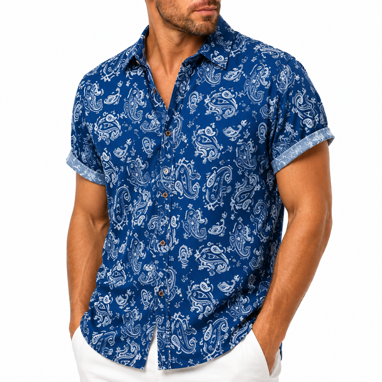 Mens 3D Leopard Print Short Sleeve Casual Summer Beach Shirt Polyester S-2XL UK