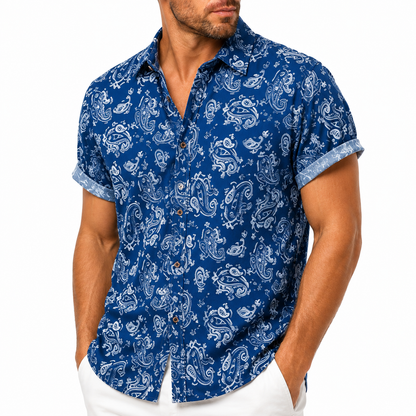 Mens 3D Leopard Print Short Sleeve Casual Summer Beach Shirt Polyester S-2XL UK