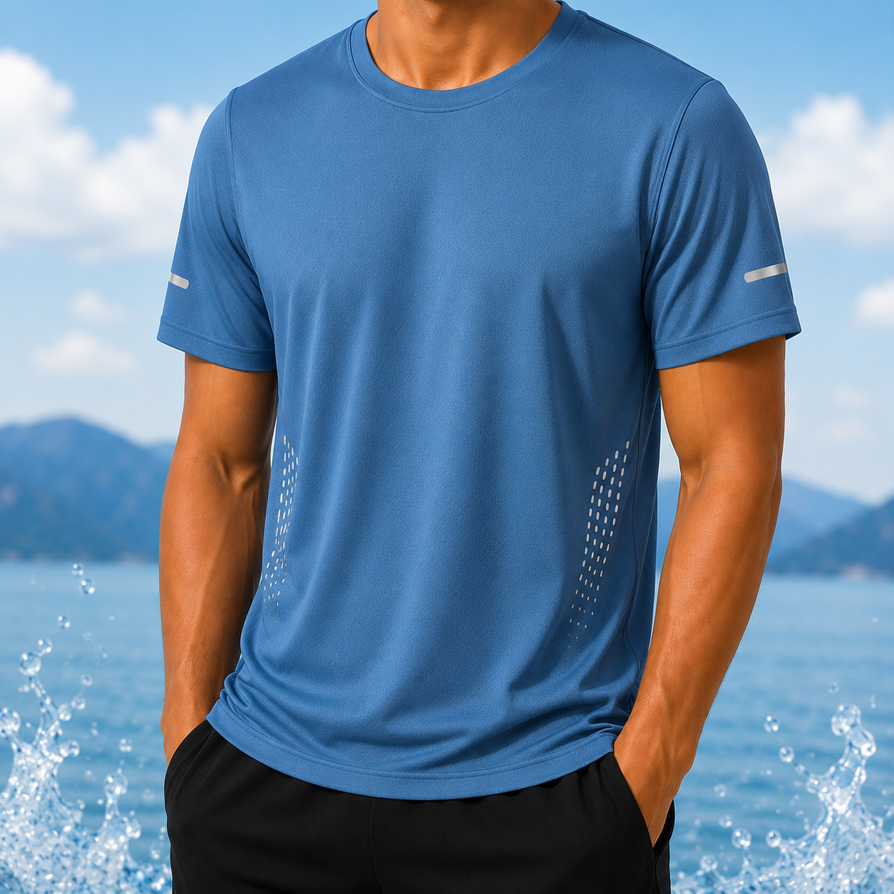 Mens Quick Dry Hiking T-Shirt Breathable Summer Sports Tee Polyester Gym