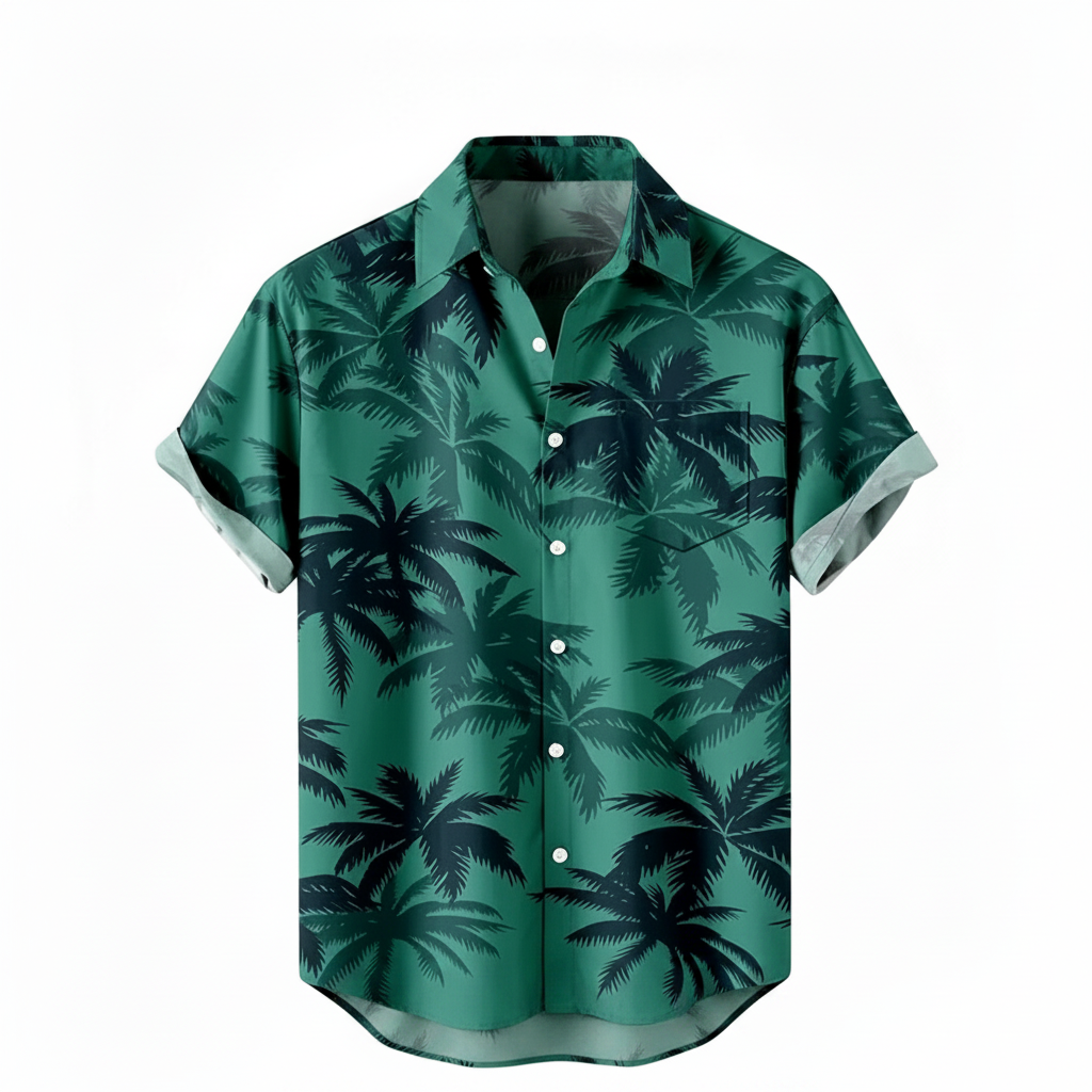 Mens 3D Leopard Print Short Sleeve Casual Summer Beach Shirt Polyester S-2XL UK