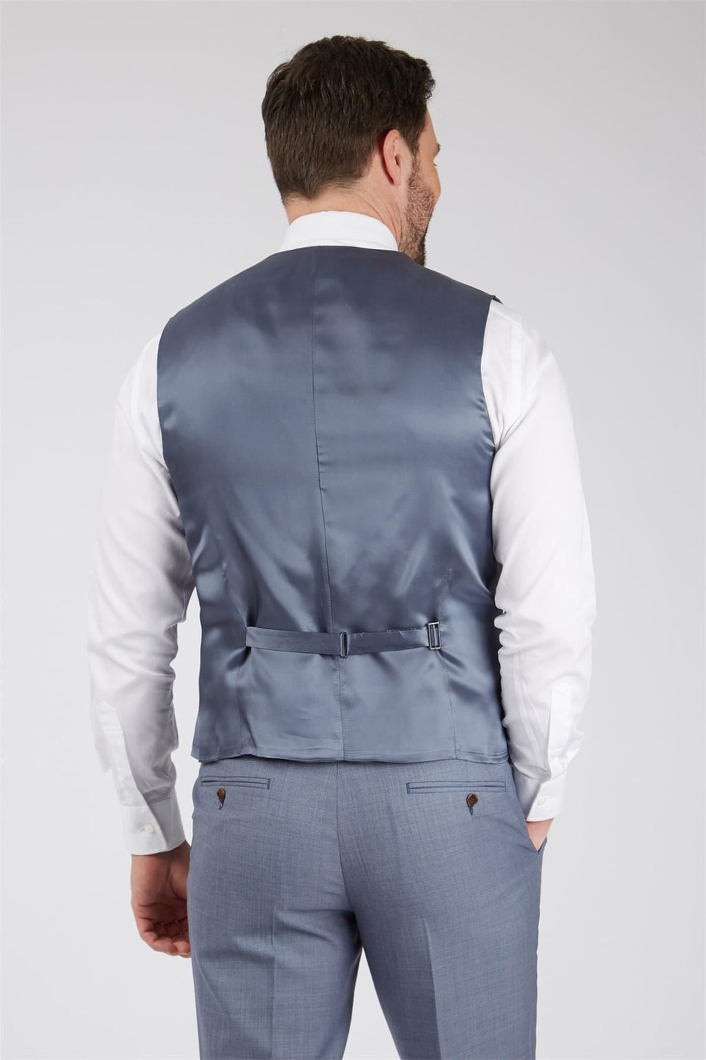 Scott Men's Classic Shark Skin Waist Coat in Light Blue, 34 to 60 Long & Regular