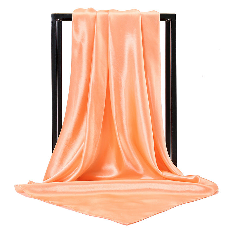 Ladies' Solid Colour Silk Satin Square Scarf, 90/90cm Headscarf, Flight Attendants' Neckerchiefs