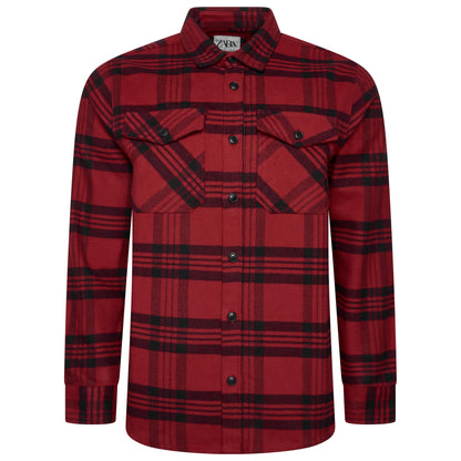 Ex-Chain Store Men's Brushed Cotton Check Overshirt | Long Sleeve Regular Fit | S-2XL
