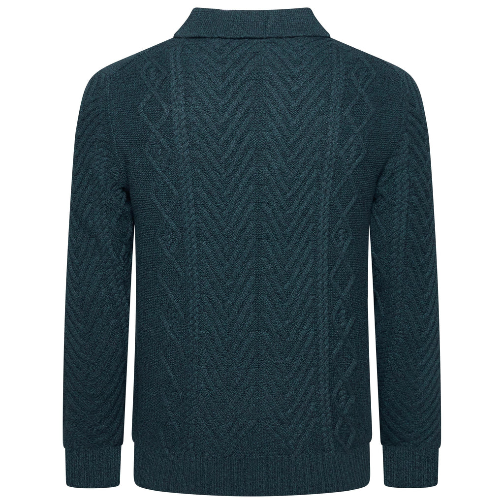 Crew Clothing Company Men's Cable Knit Button Neck Jumper 6 Colours XS–3XL