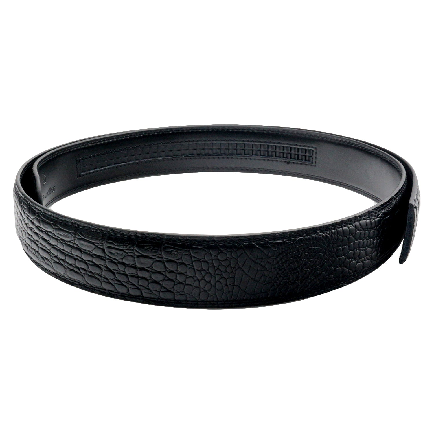 QHA Mens Leather Belts Alligator Style Automatic Ratchet Belt Strap no Buckle Q05