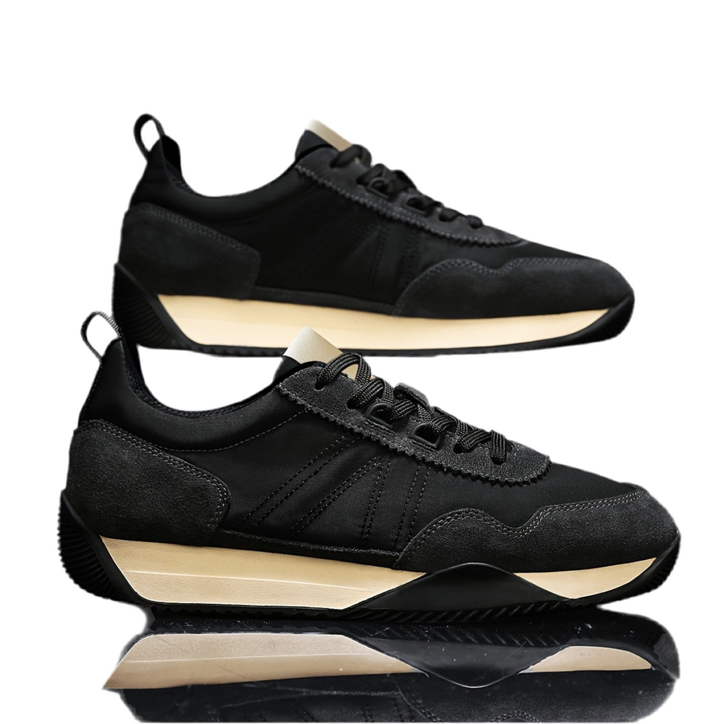 Stylish Men's Casual Hiking Shoes - Breathable Fabric Upper, Durable PVC Sole, Lace-Up Closure, All-Season Outdoor & Casual Attire - Black