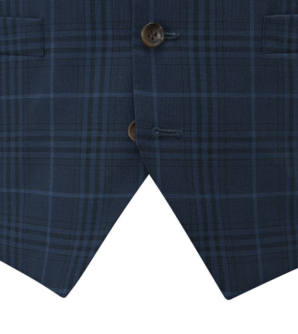 Skopes Spencer Suit Tailored Fit Waistcoat For Men in Navy Check, 34R-62R