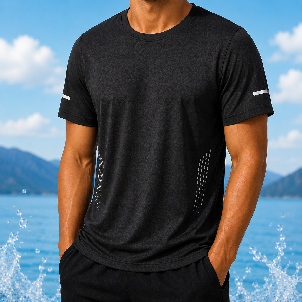 Mens Quick Dry Hiking T-Shirt Breathable Summer Sports Tee Polyester Gym