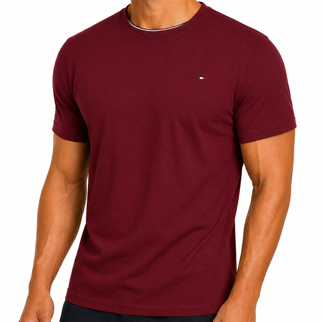 Tommy Hilfiger Mens Embroidered Logo Cotton Crew Neck T-Shirt S-2XL - QHA UK