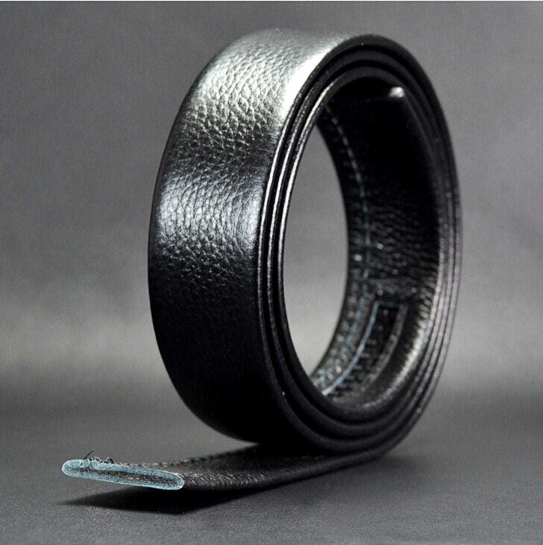 QHA Mens Ratchet Top Grain Leather Belt Strap for 35mm Wide Automatic Buckle Q09