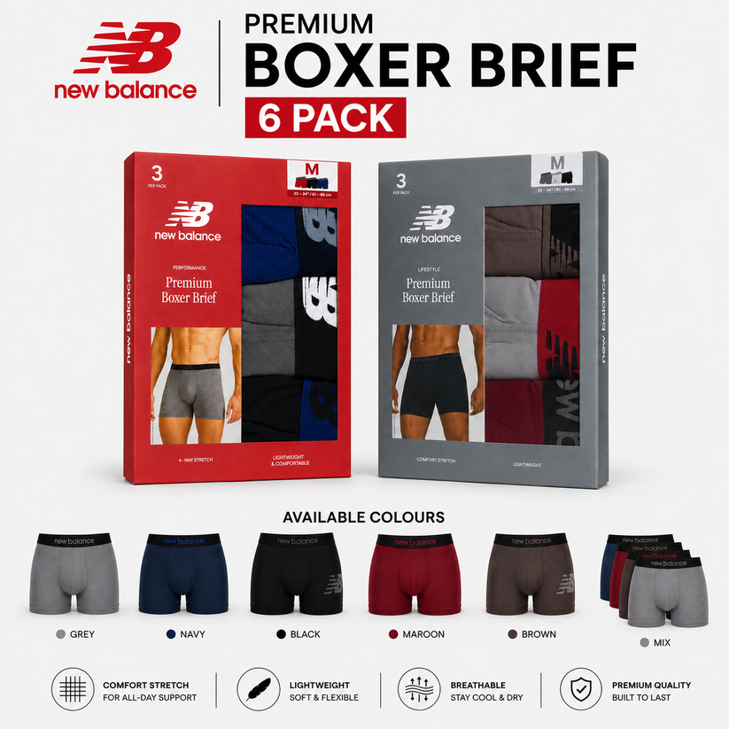 New Balance Mens Premium Stretch Boxer Briefs Trunks Underwear S-XL 3-12 Pack - QHA UK