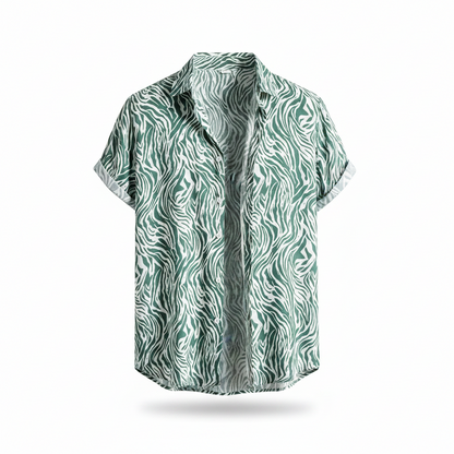 Mens 3D Leopard Print Short Sleeve Casual Summer Beach Shirt Polyester S-2XL UK