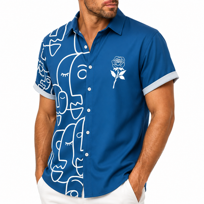 Mens 3D Leopard Print Short Sleeve Casual Summer Beach Shirt Polyester S-2XL UK