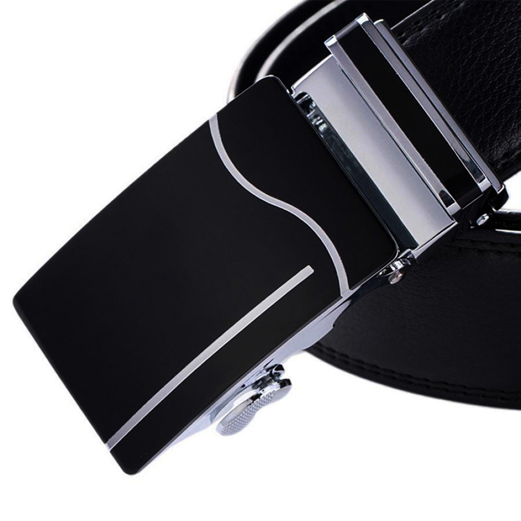QHA Mens Ratchet Leather Belt Automatic Buckle 35mm Wide Q42