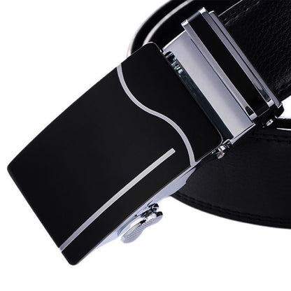 Mens Genuine Leather Ratchet Belt 35mm Automatic Buckle Holeless Q42