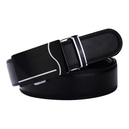 Mens Genuine Leather Ratchet Belt 35mm Automatic Buckle Holeless Q42