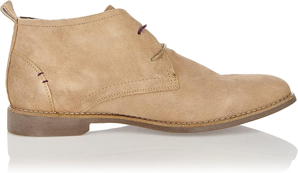 Front Men's Roscoe Suede Leather Lace Up Desert Boots in Sand 12 to 15