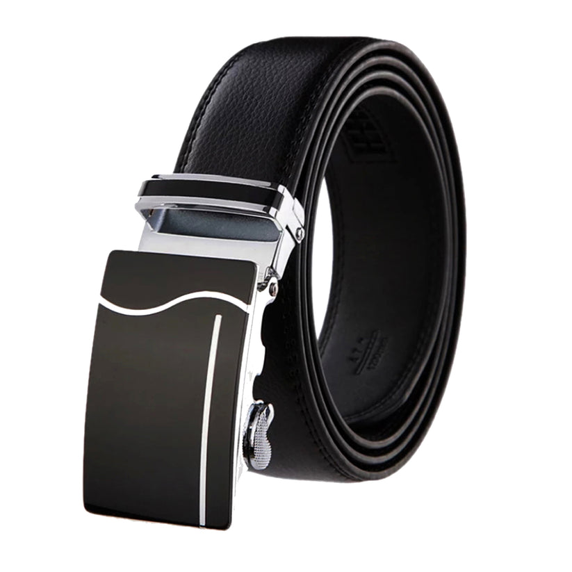 QHA Mens 35mm Split Leather Ratchet Belt, Automatic Sliding Buckle Q42 - QHA UK
