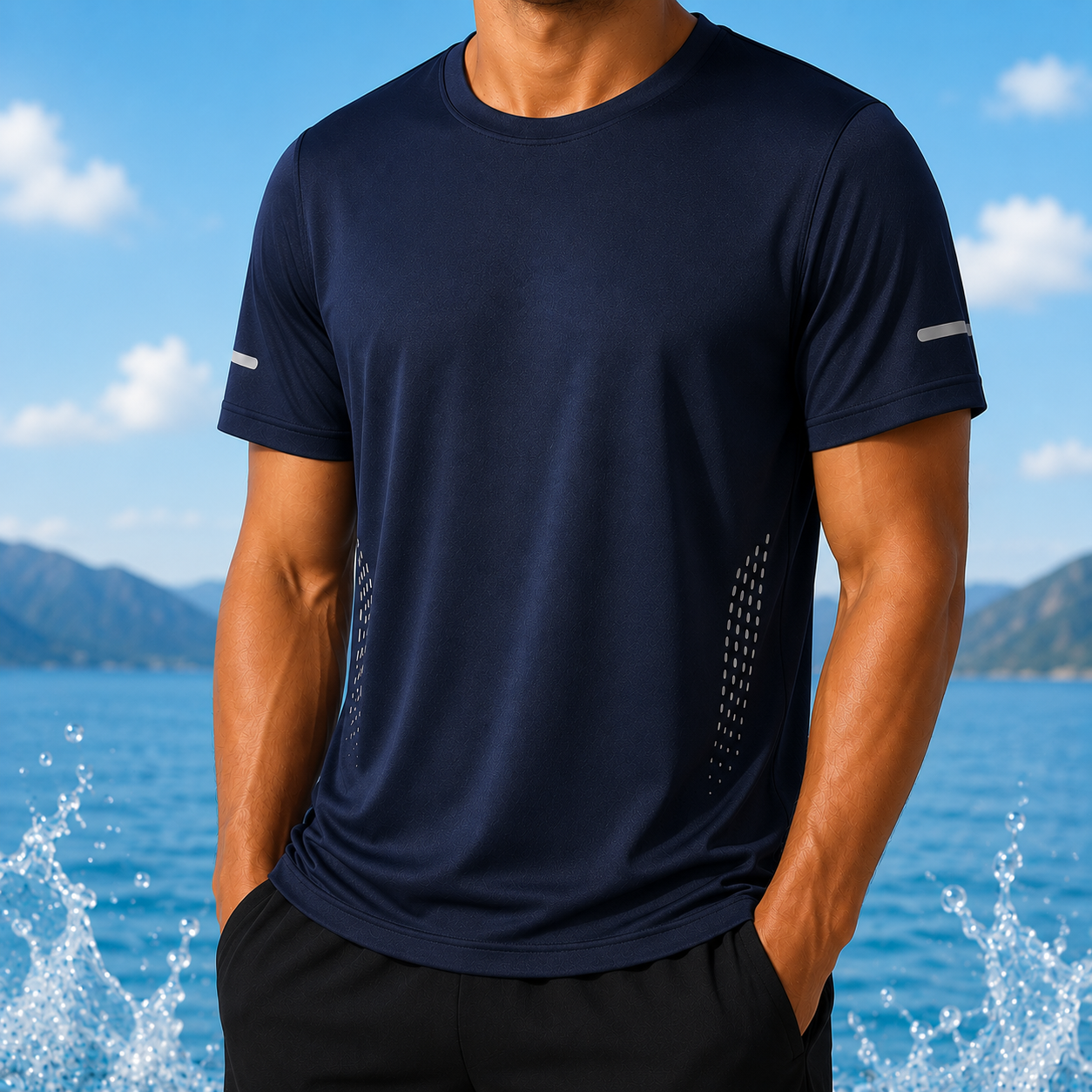 Mens Quick Dry Hiking T-Shirt Breathable Summer Sports Tee Polyester Gym