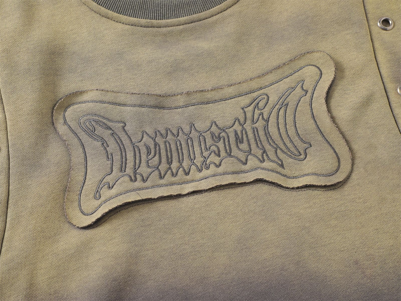 High Street Washed Distressed Embroidered Round Neck Sweater