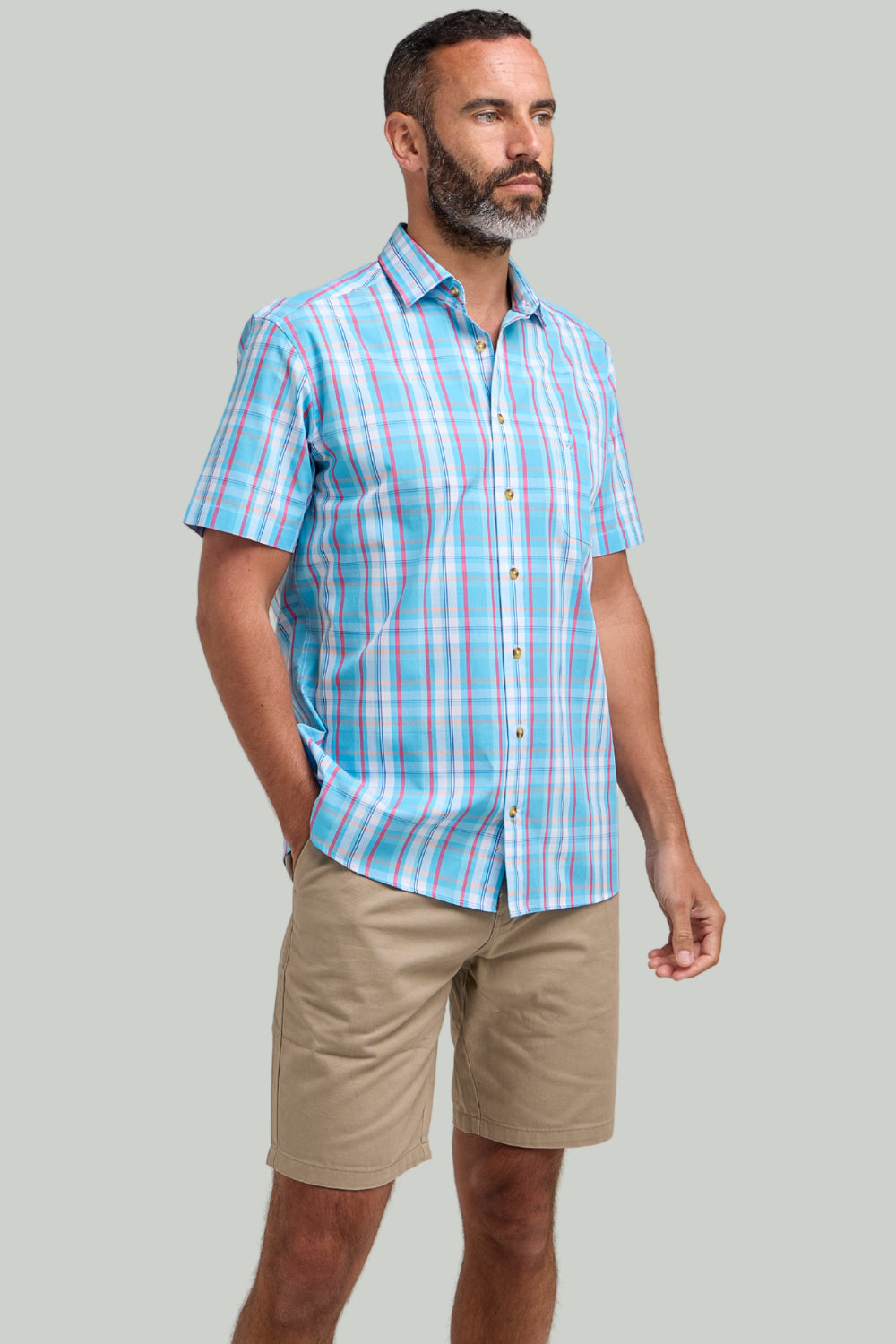 Double TWO Classic Check Short Sleeve Shirt For Men in 2 Colours, M-5XL
