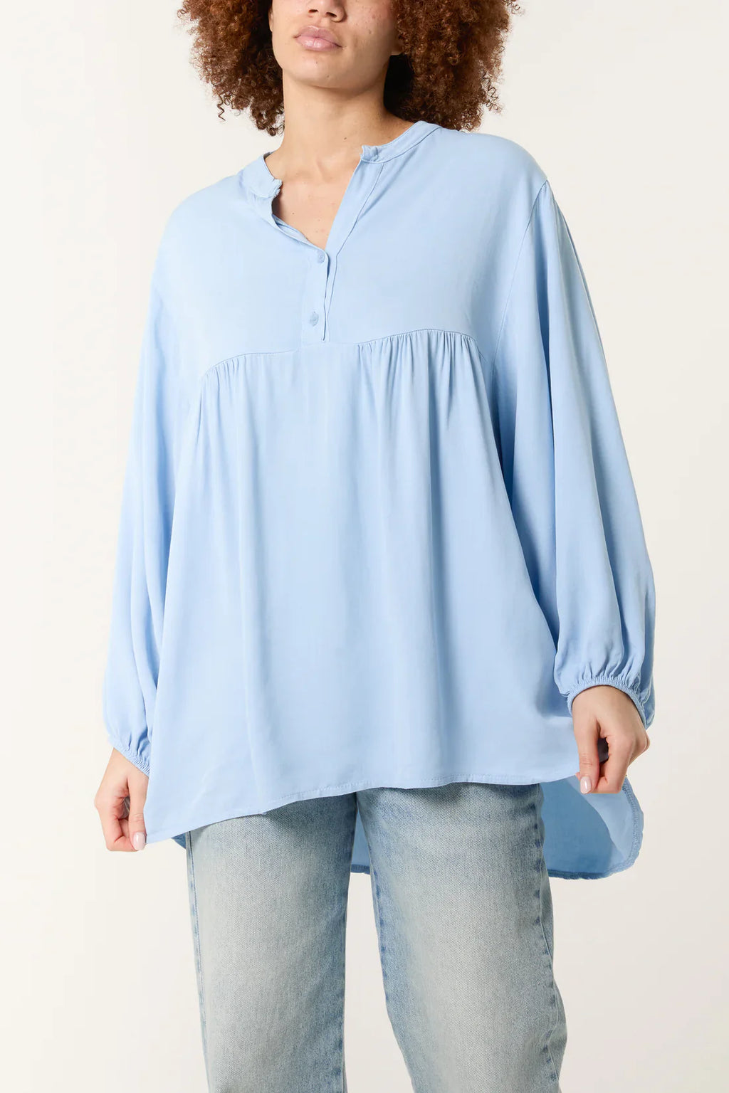 Grandad Collar Shell Button Blouse 8-18