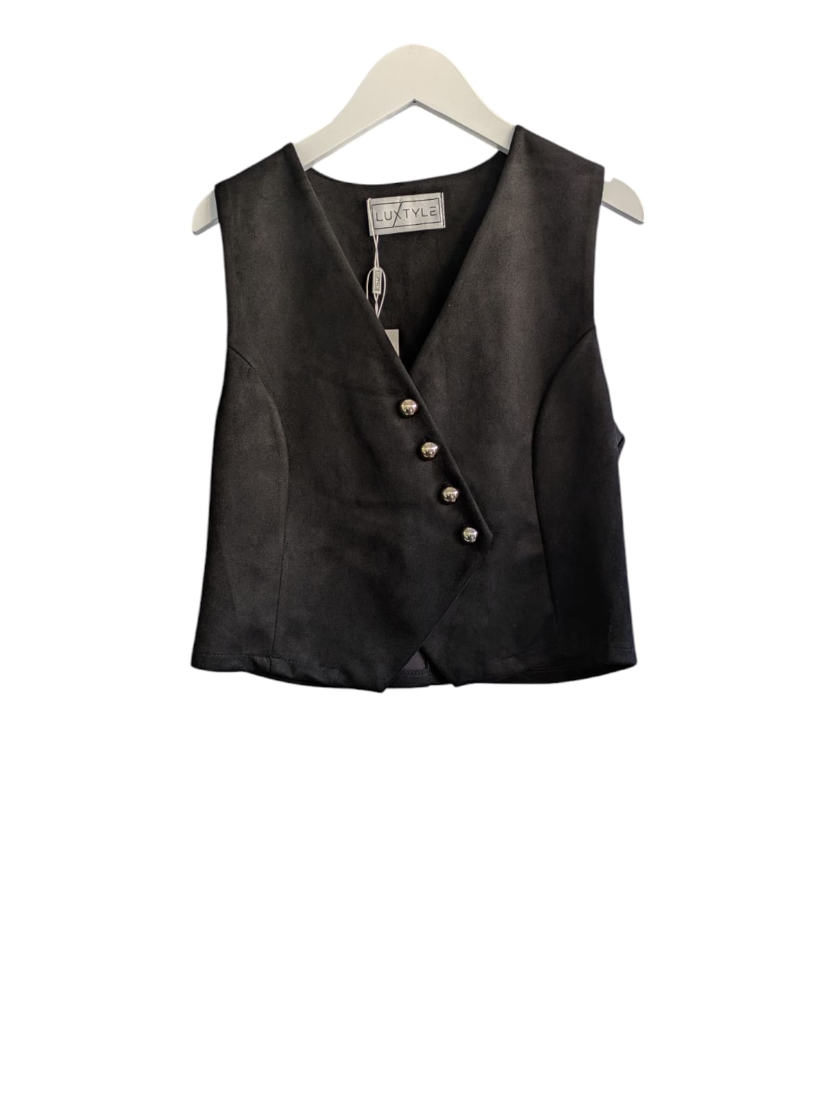 Black Button Waistcoat – One Size Fits UK 8–14