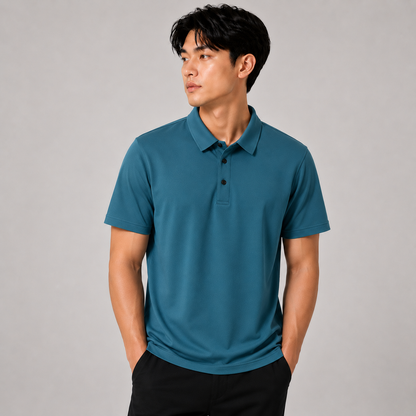 Mens Seamless Knit Polo Shirt Short Sleeve Lapel Smart Casual Top UK S-4XL