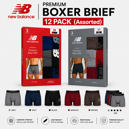 New Balance Mens Premium Stretch Boxer Briefs Trunks Underwear S-XL 3-12 Pack - QHA UK