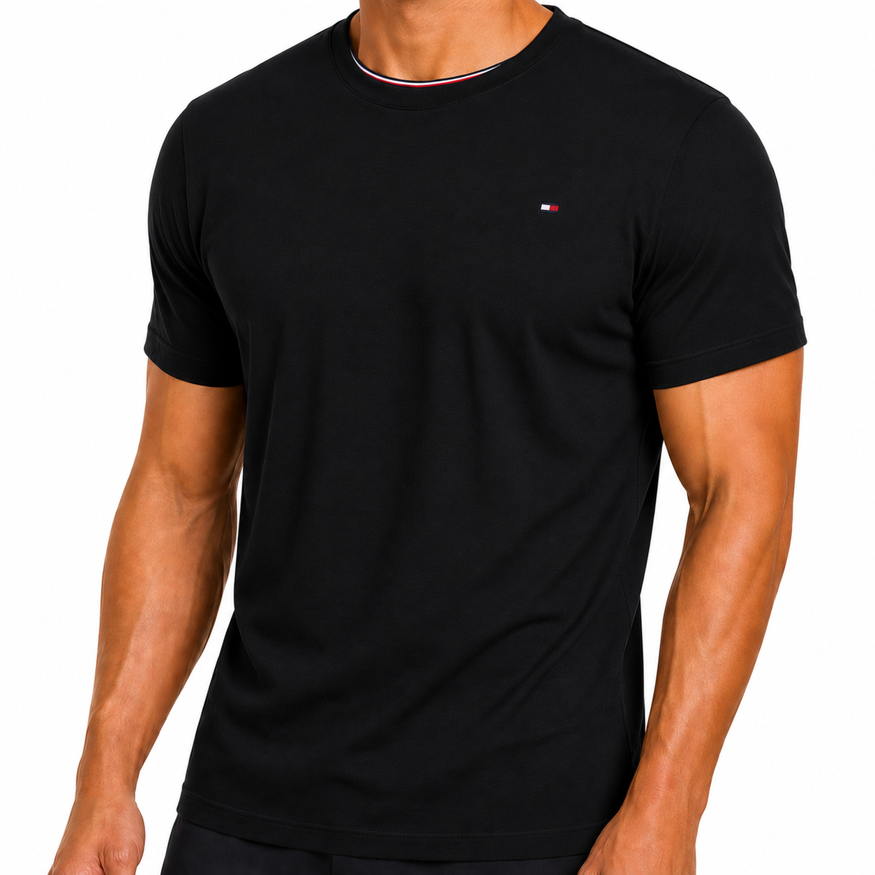 Tommy Hilfiger Mens Embroidered Logo Cotton Crew Neck T-Shirt S-2XL - QHA UK