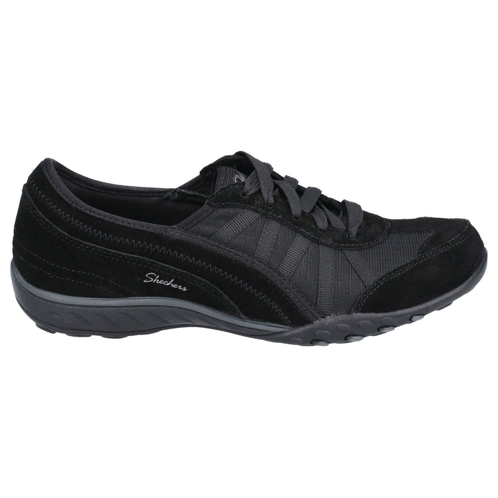 Skechers (GAR23845) Women's Breathe-Easy-Weekend Wishes Suede & Mesh Lace Up Trainer in Black 3 to 8
