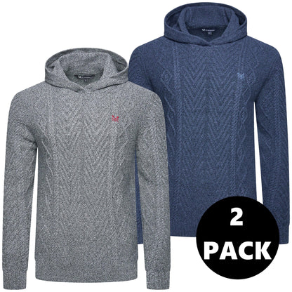 Crew Clothing Company Men's Cable Knit Pullover Hoodie, Regular Fit