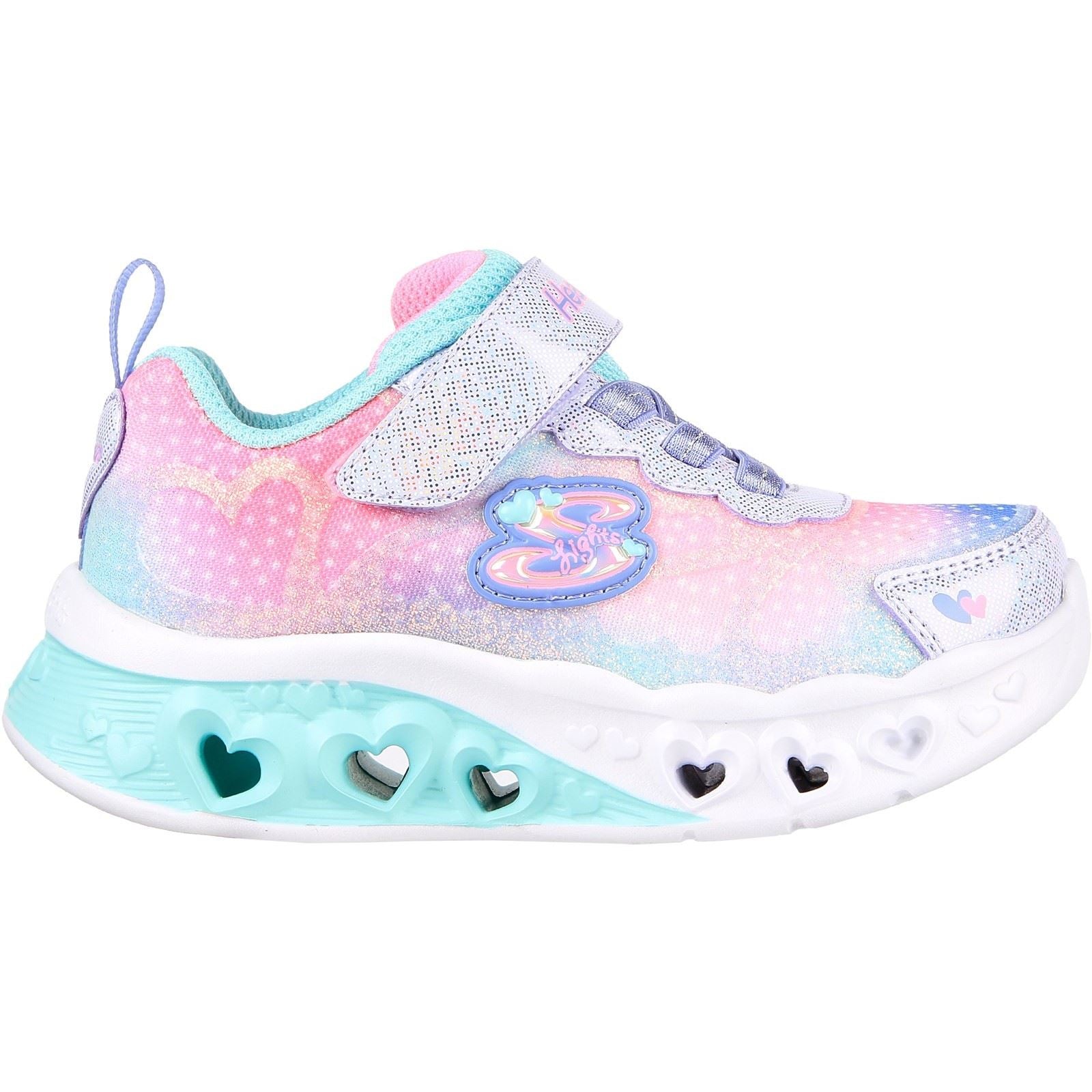 Skechers (GAR302315N) Childrens Sports Flutter Heart Lights Simply Love Shoes in UK 4 to 9