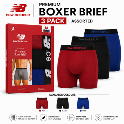 New Balance Mens Premium Stretch Boxer Briefs Trunks Underwear S-XL 3-12 Pack - QHA UK