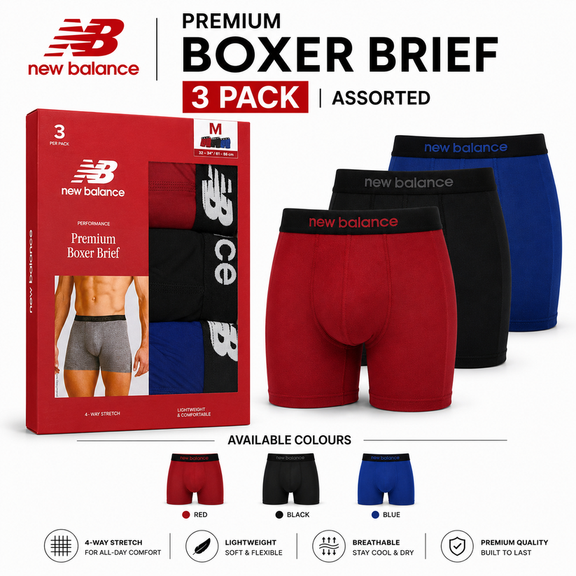 New Balance Mens Premium Stretch Boxer Briefs Trunks Underwear S-XL 3-12 Pack - QHA UK