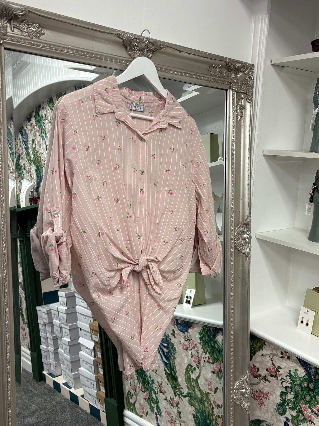 Luxtyle Flower and Stripe Longsleeve Shirt One Size 8-18