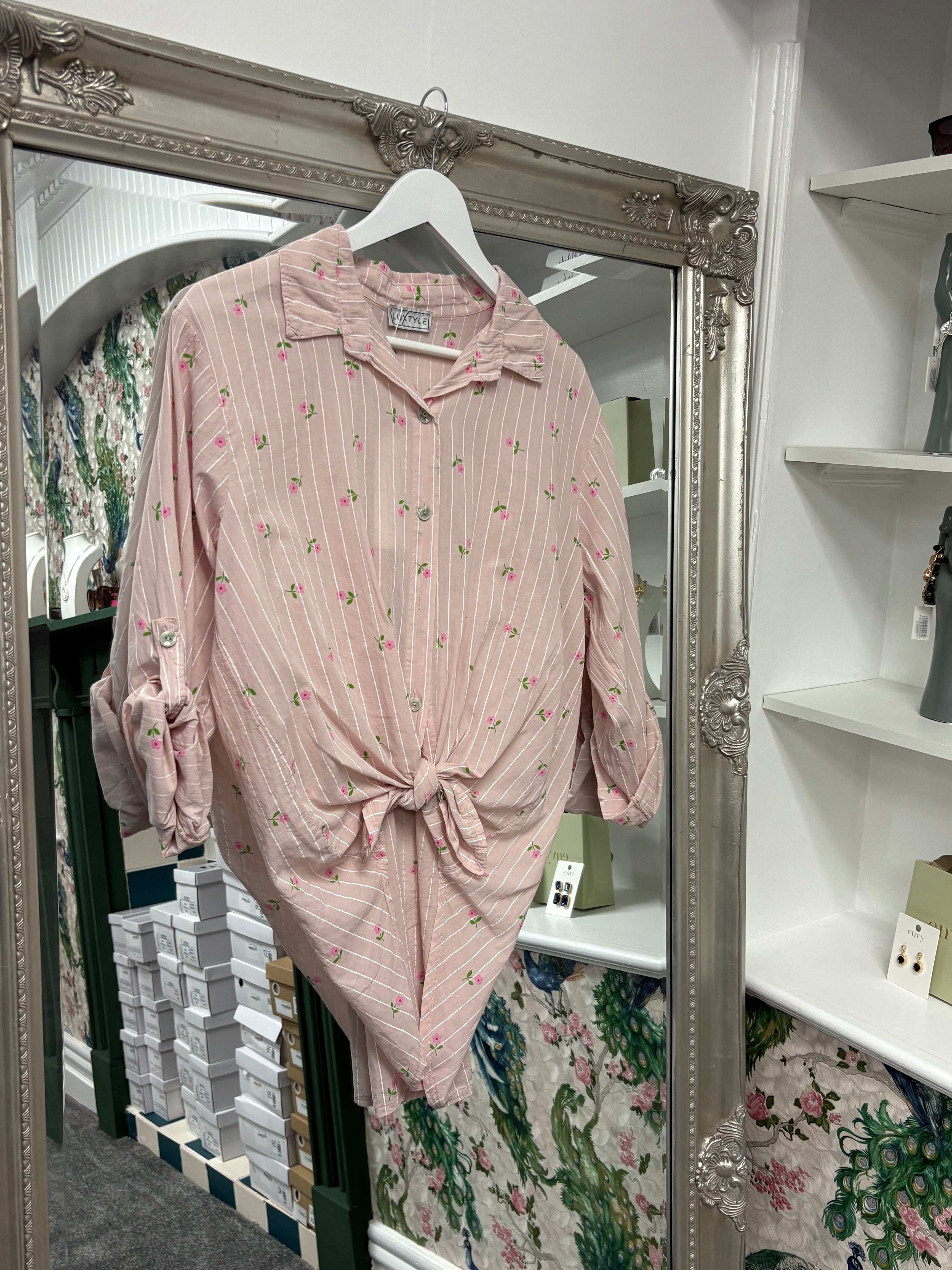 Luxtyle Flower and Stripe Longsleeve Shirt One Size 8-18