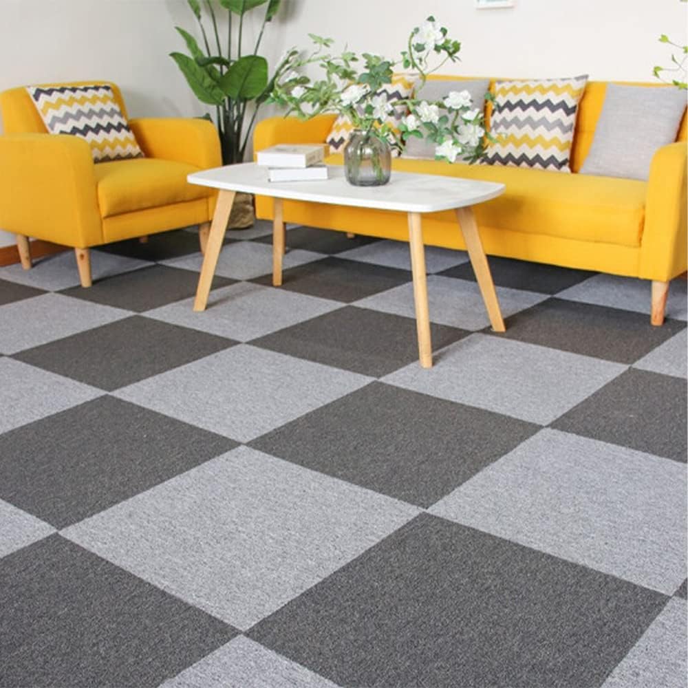 Carpet Tiles 50x50cm 20PCS Heavy Duty Commercial PVC Backing Dark Grey Nisorpa