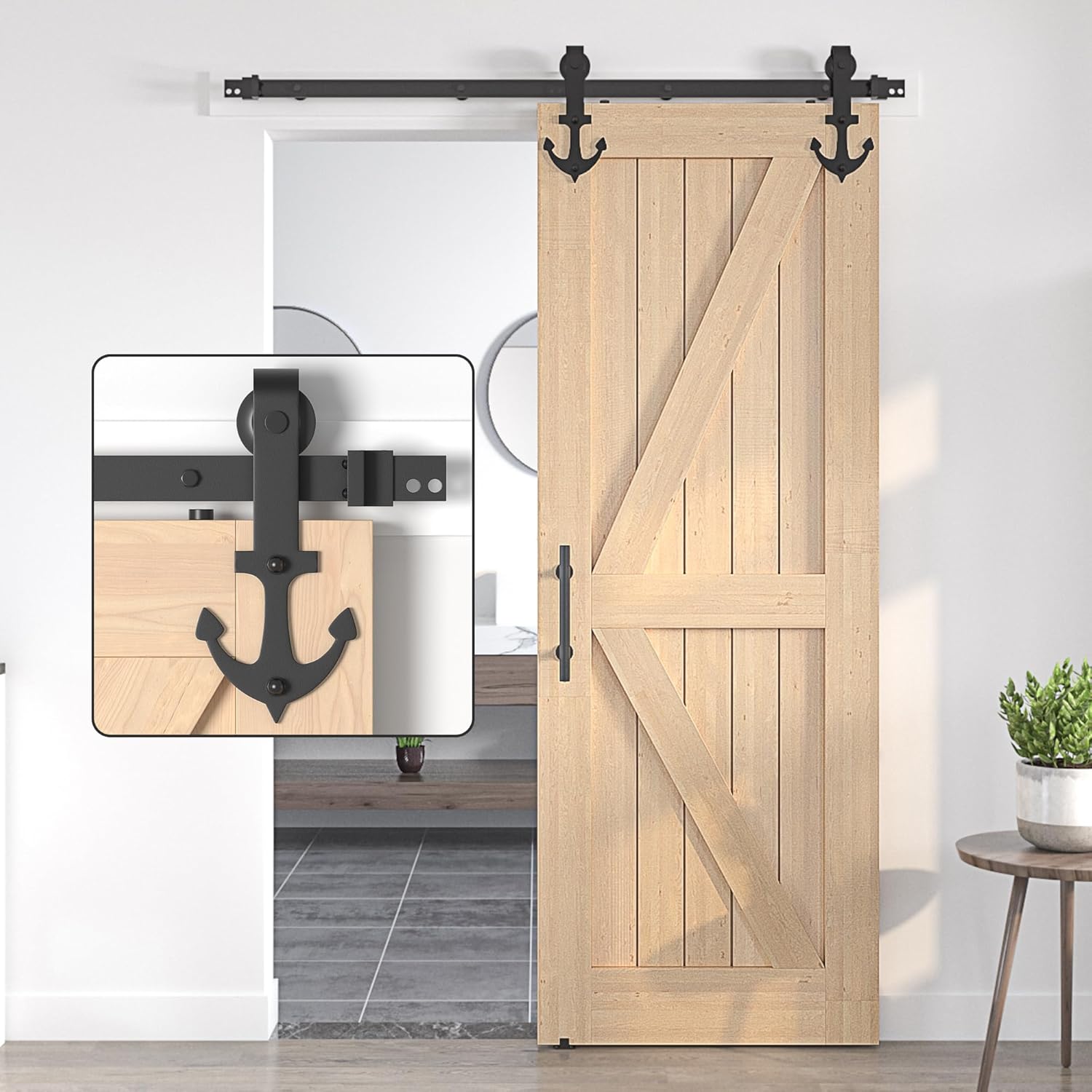 Sliding Barn Door Kit 6FT Heavy Duty Single Wood Door Track Black SANKEYTEW