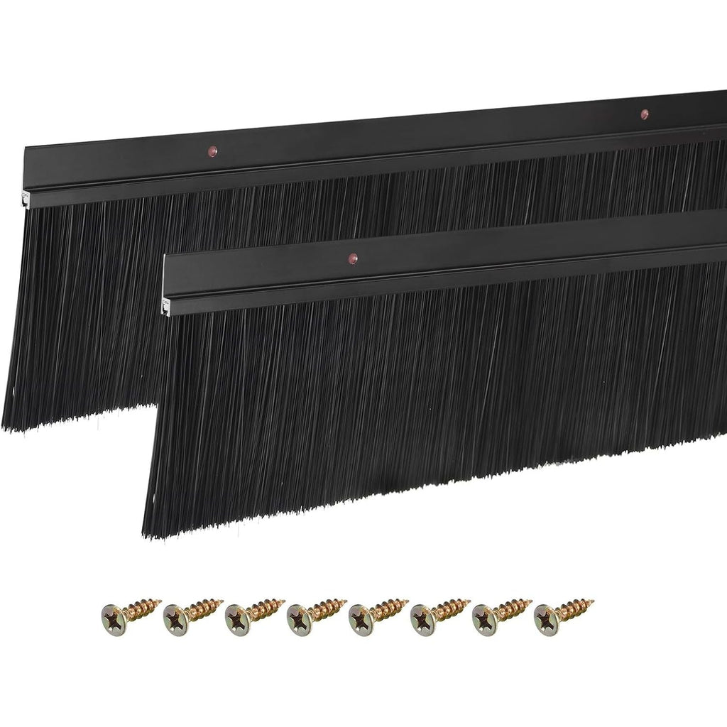 Door Brush Bottom Sweep H Shape 1200mm Black Aluminum 2Pcs Sourcing Map