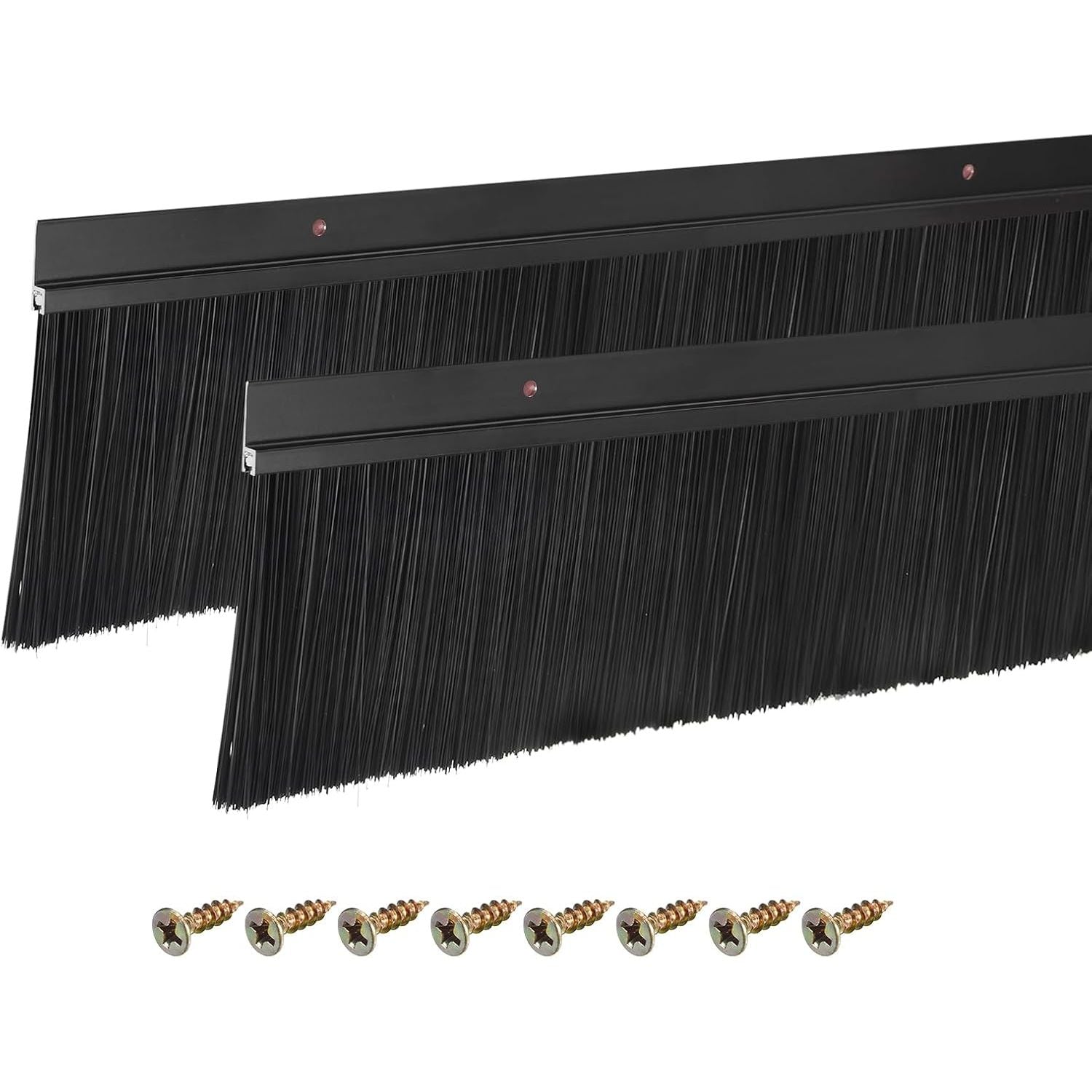 Door Brush Bottom Sweep H Shape 1200mm Black Aluminum 2Pcs Sourcing Map