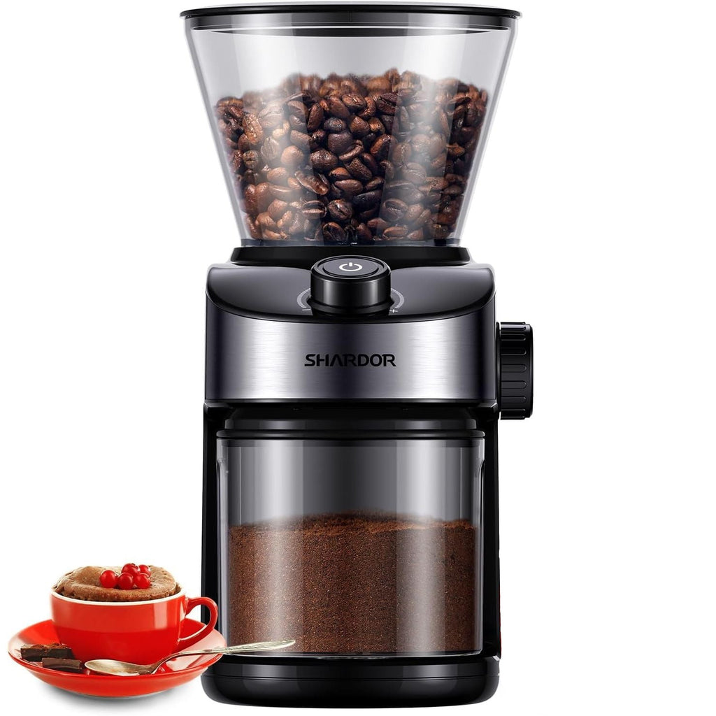 Coffee Grinder Burr Electric 25 Grind Settings with Digital Timer Black Shardor
