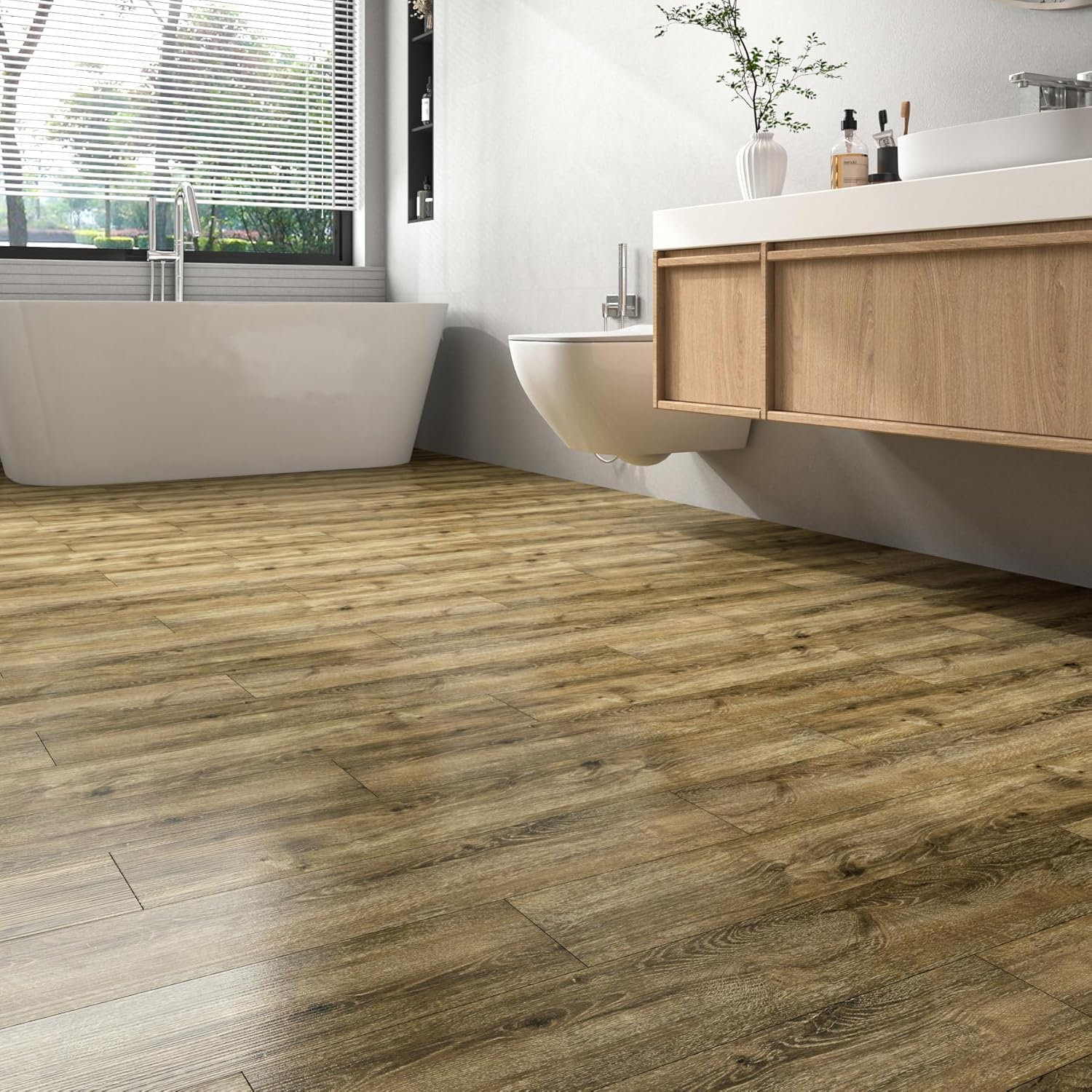 Peel and Stick Floor Tiles 90x15cm Wood Effect Vinyl Planks FunStick